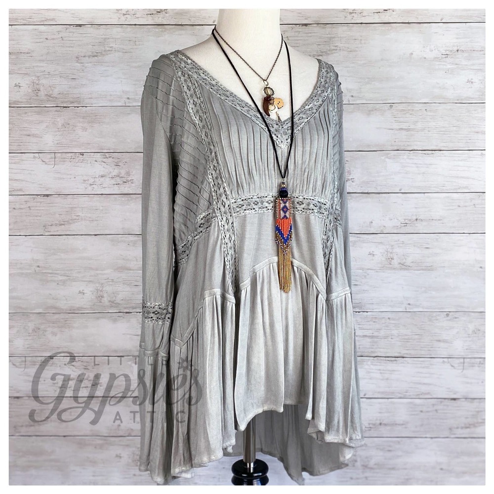 POL Stone Grey Tie it Up Bohemian Tunic - Picture 2 of 12